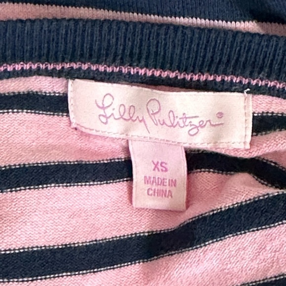 Lilly Pulitzer sz XSM sweater cardigan in navy and a deep pink. Lightweight - Picture 11 of 13